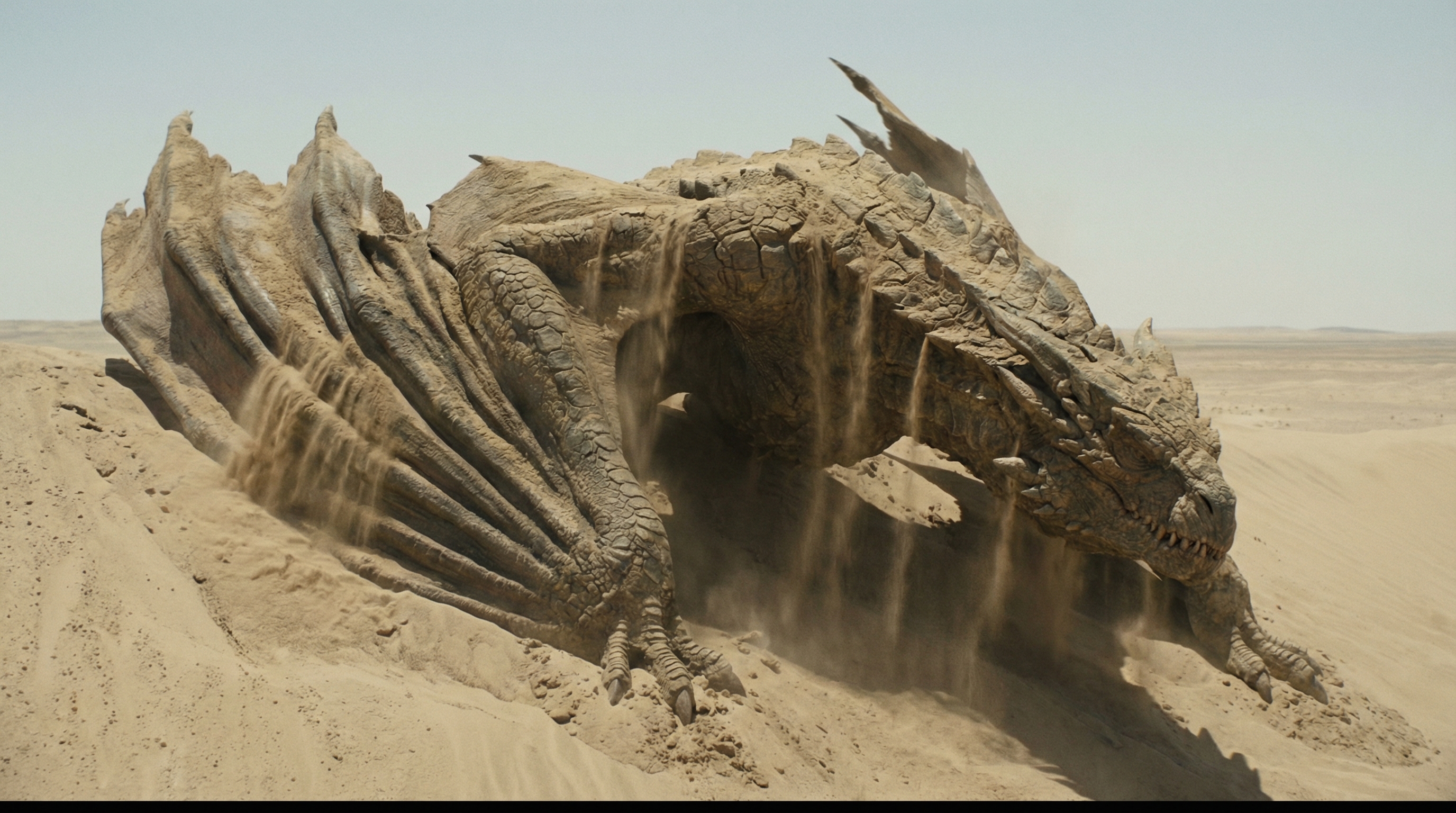 The Sandwyrm bursting from the dunes