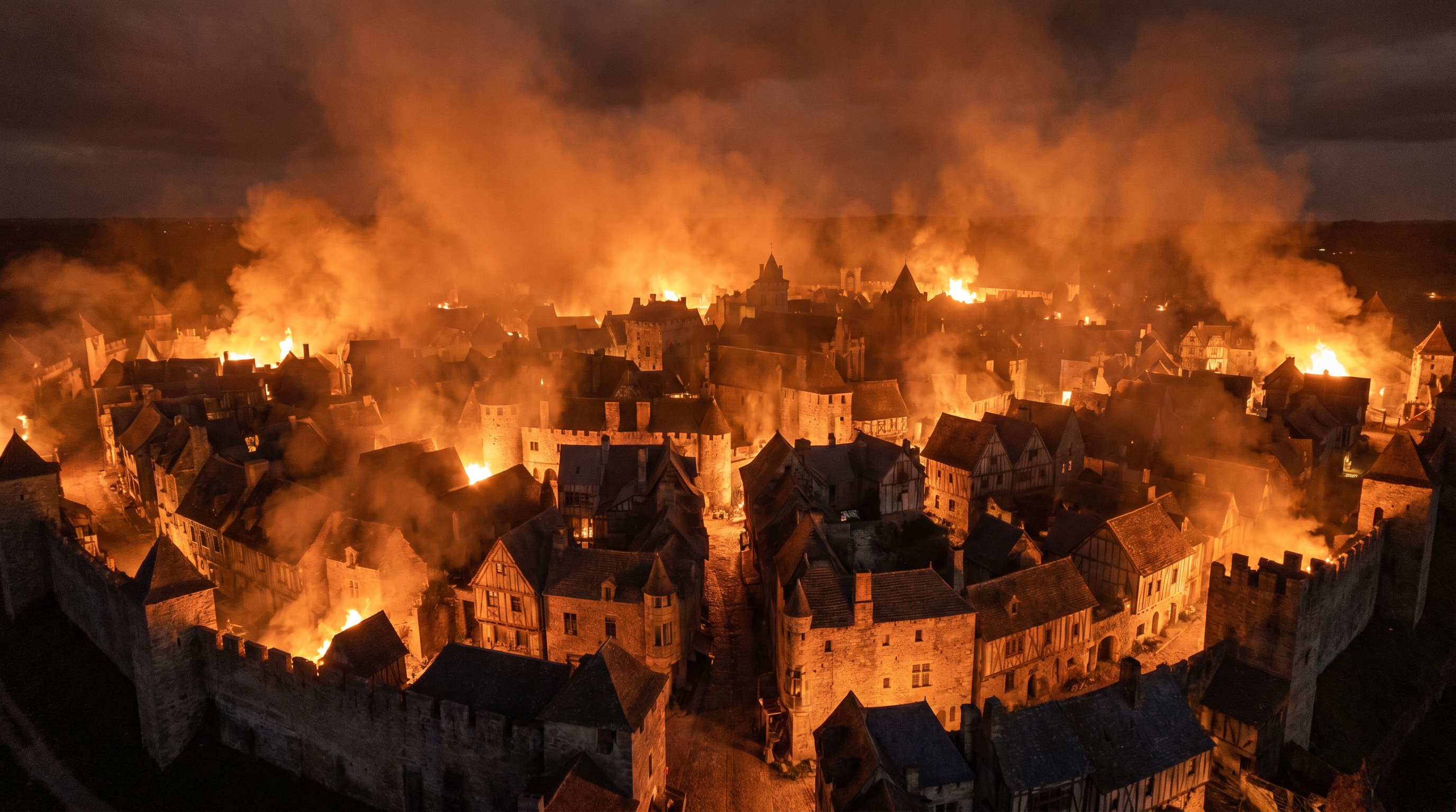 Elvira's city burning below