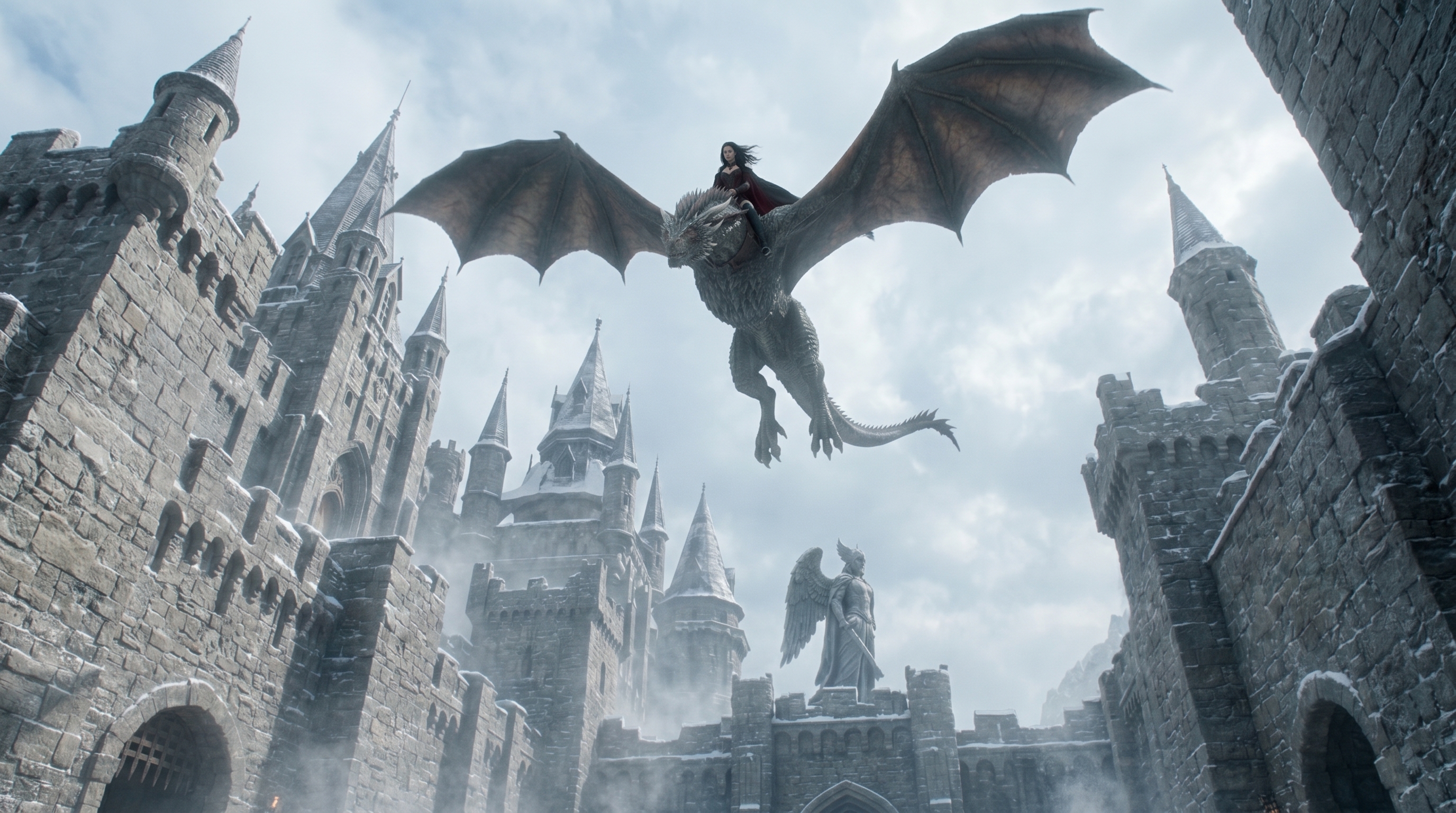 Vyrathax descending toward the temple