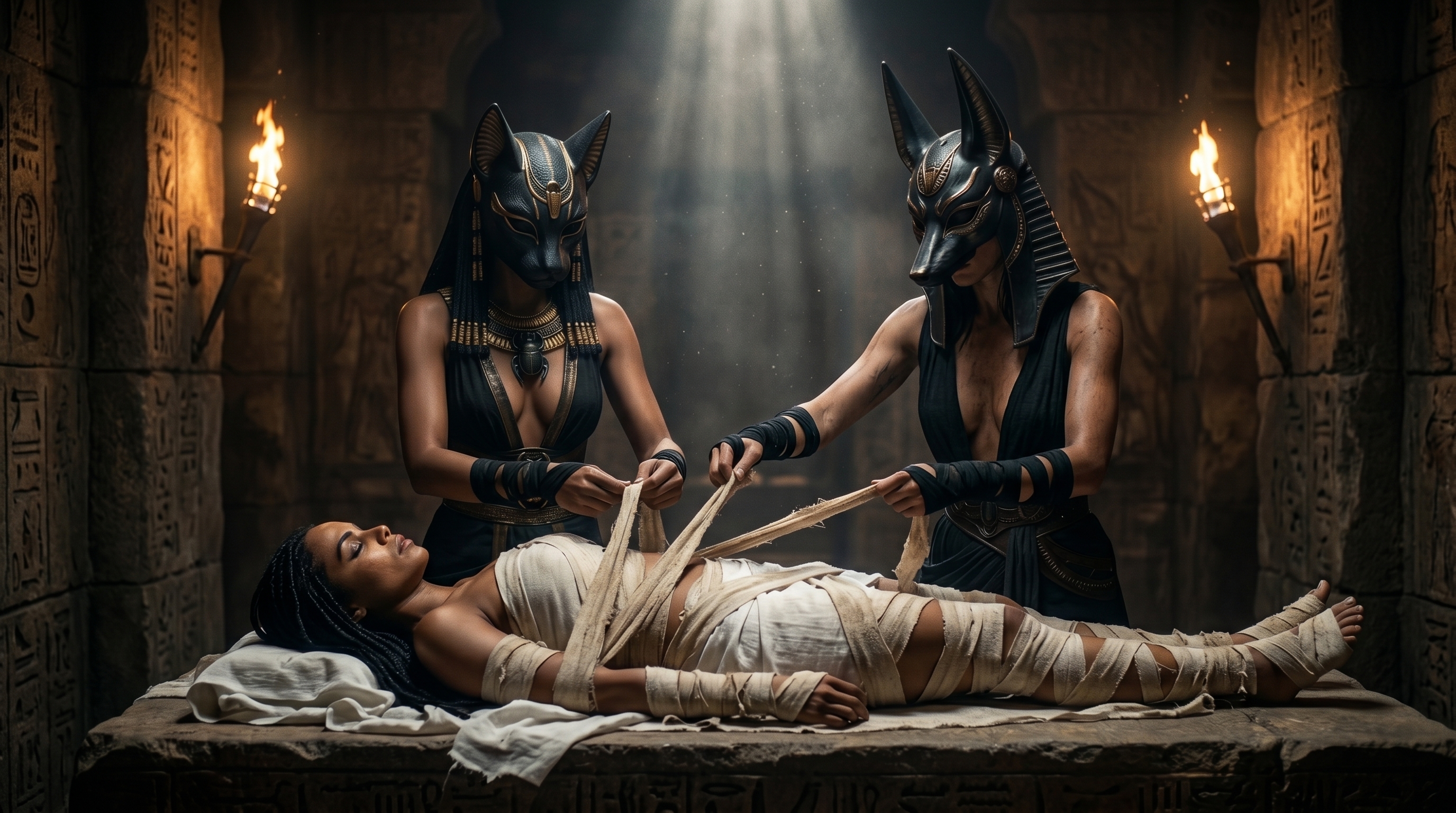 Neferkara wrapped for her eternal rest