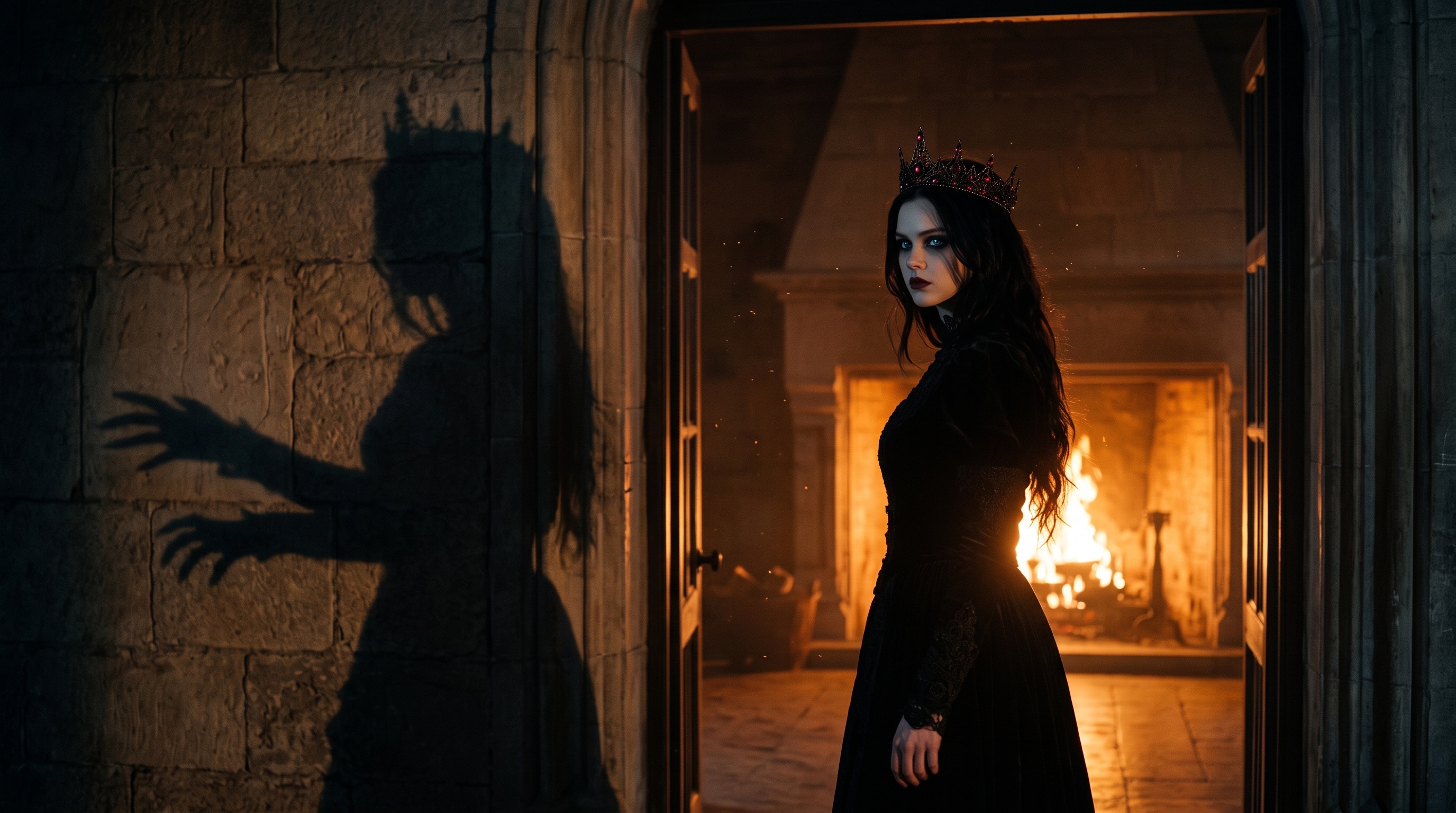 A monstrous shadow gliding behind Eleanor as she flees