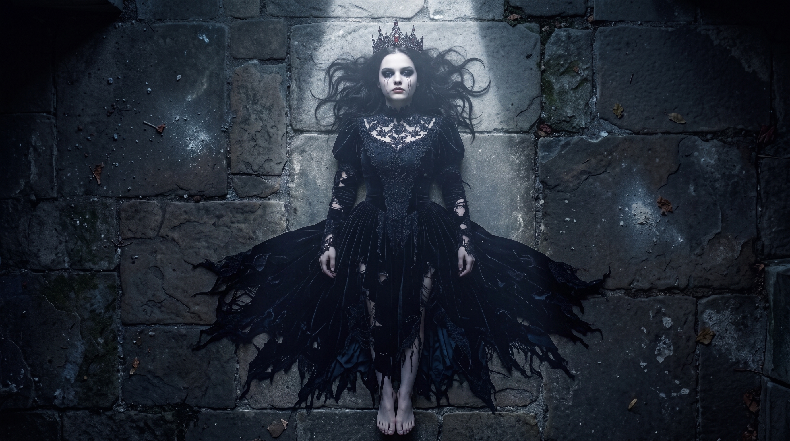Eleanor collapsed on the cold stone floor, crowned and weeping black tears