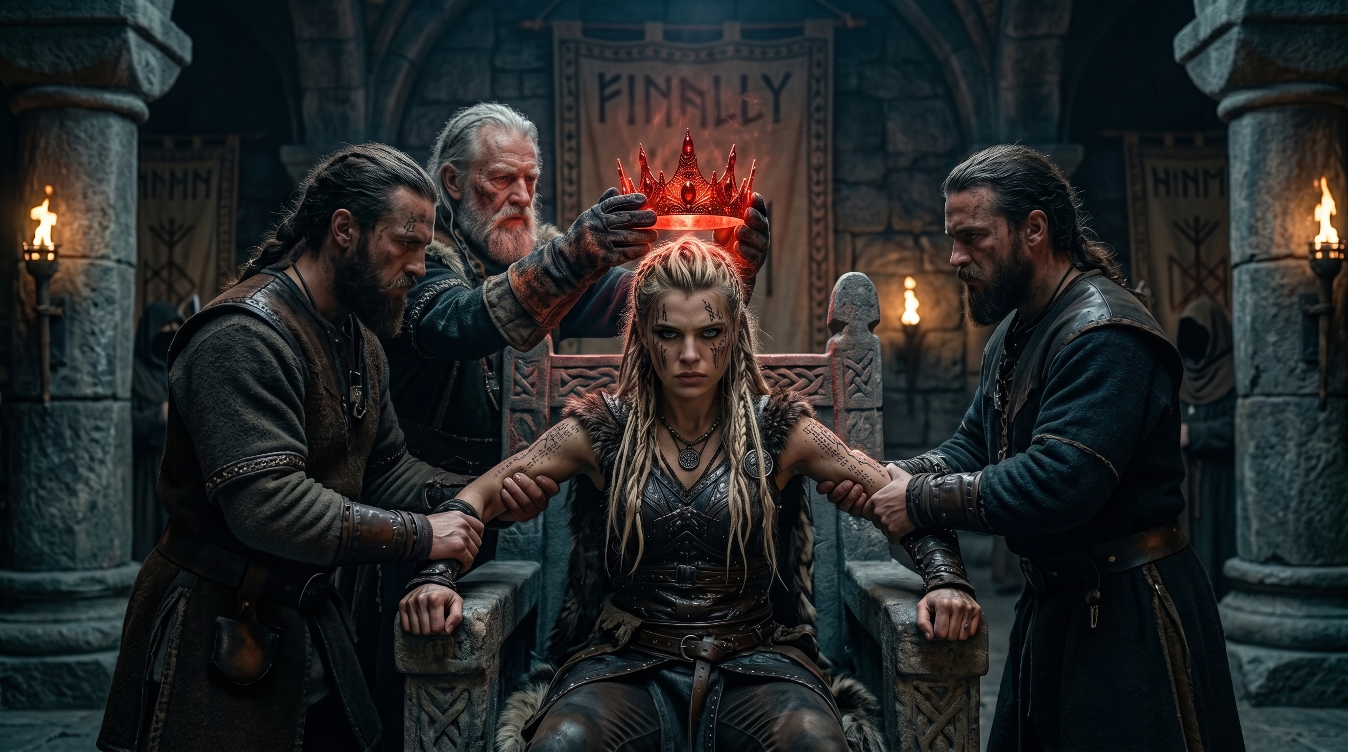 The Crown of Pyre lowered onto Eira's head