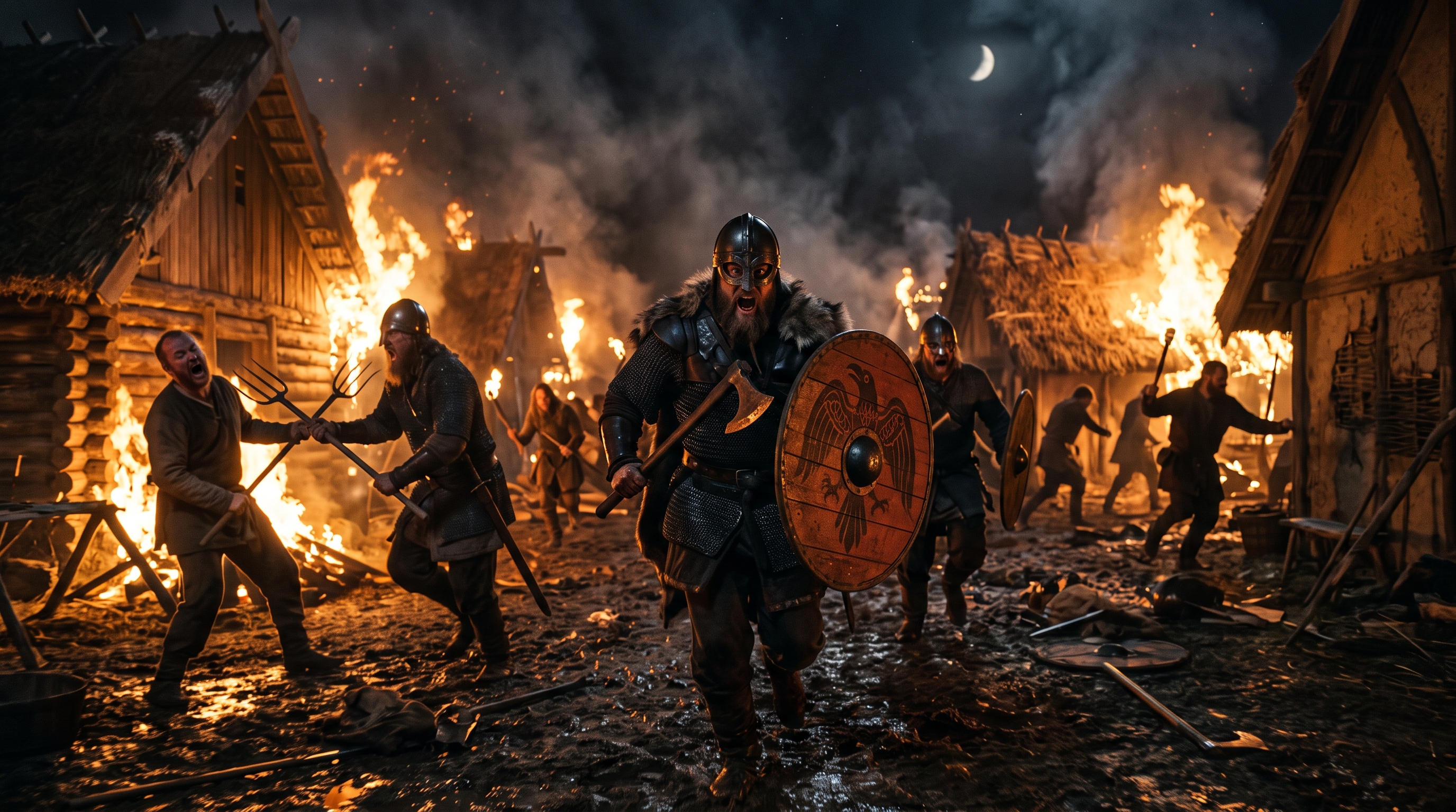 Oakhaven burning as the Vanguard puts it to the sword