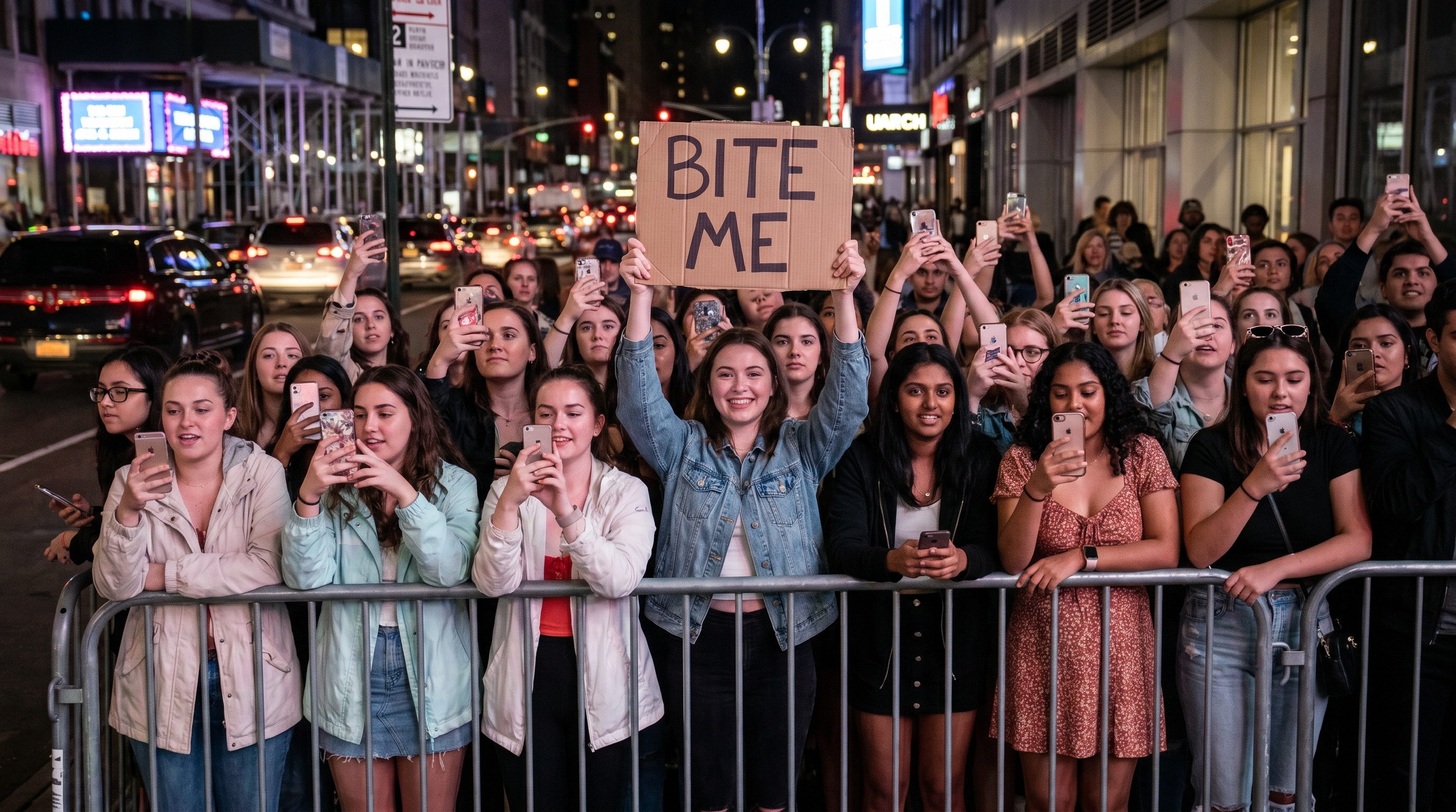 Fans crowding the barricades for a glimpse of Sofia