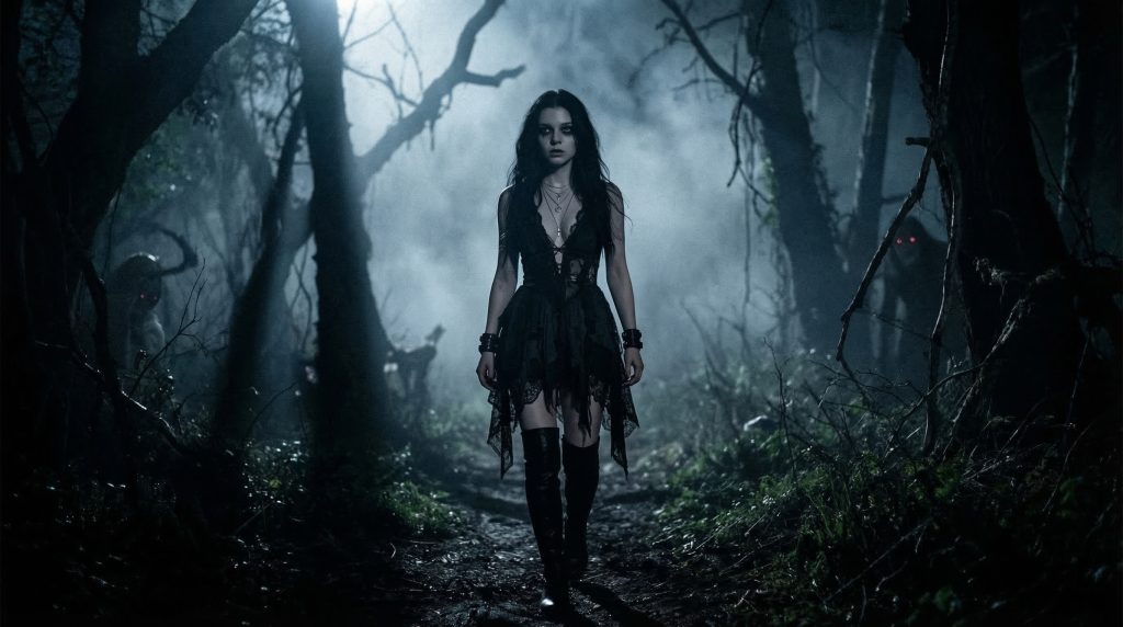 Walking a dark path at night